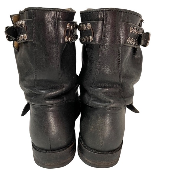 Frye Black Jayden Leather Moto Boots With Studded Straps - Picture 4 of 4